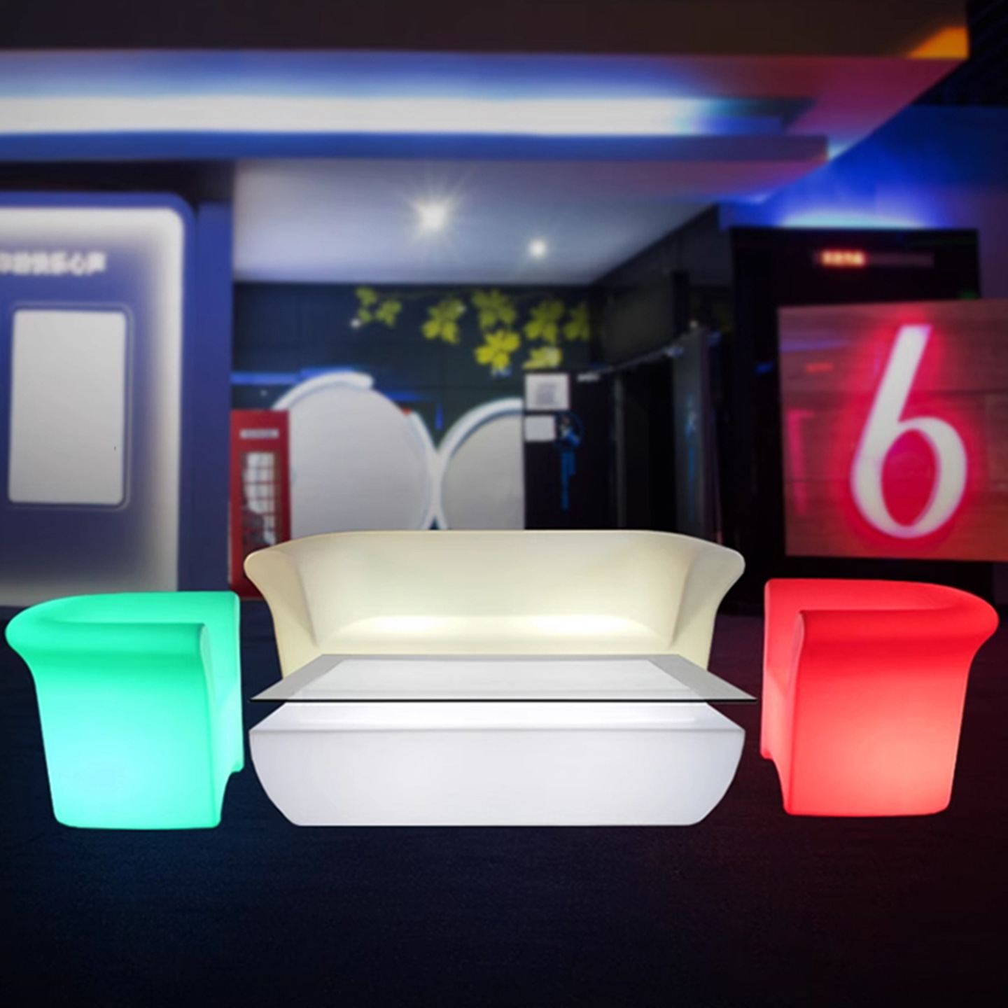 Кофейный стол с светодиодной подсветкой, простой, для КТВ, стул, свободный стол, уличный стул, барный стол, столик для гостиничного павильона