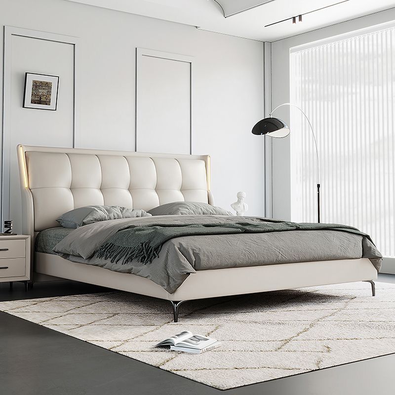Leather Art Bed Master Bedroom Bed Modern Simple Double Bed 1.8 Storage Wedding Bed Sensor Light Leather Bed