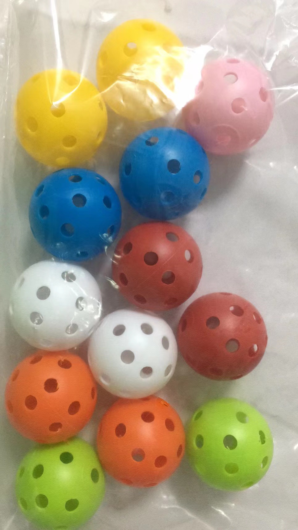 26 hole color plastic ball golf indoor practice ball toy ball mixed color golf hole ball color
