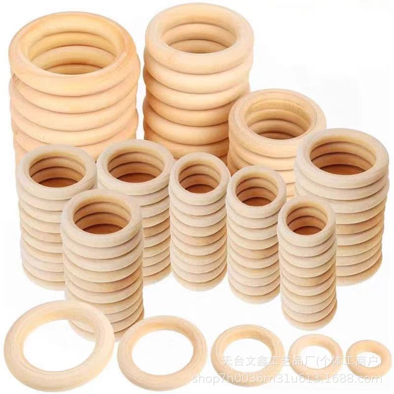 Manufacturer Wholesale 15-180mm Natural Wood Color Lotus Wood Rings DIY Accessories Hanging Rings Handbag Buckles Curtain Bag Wood Rings
