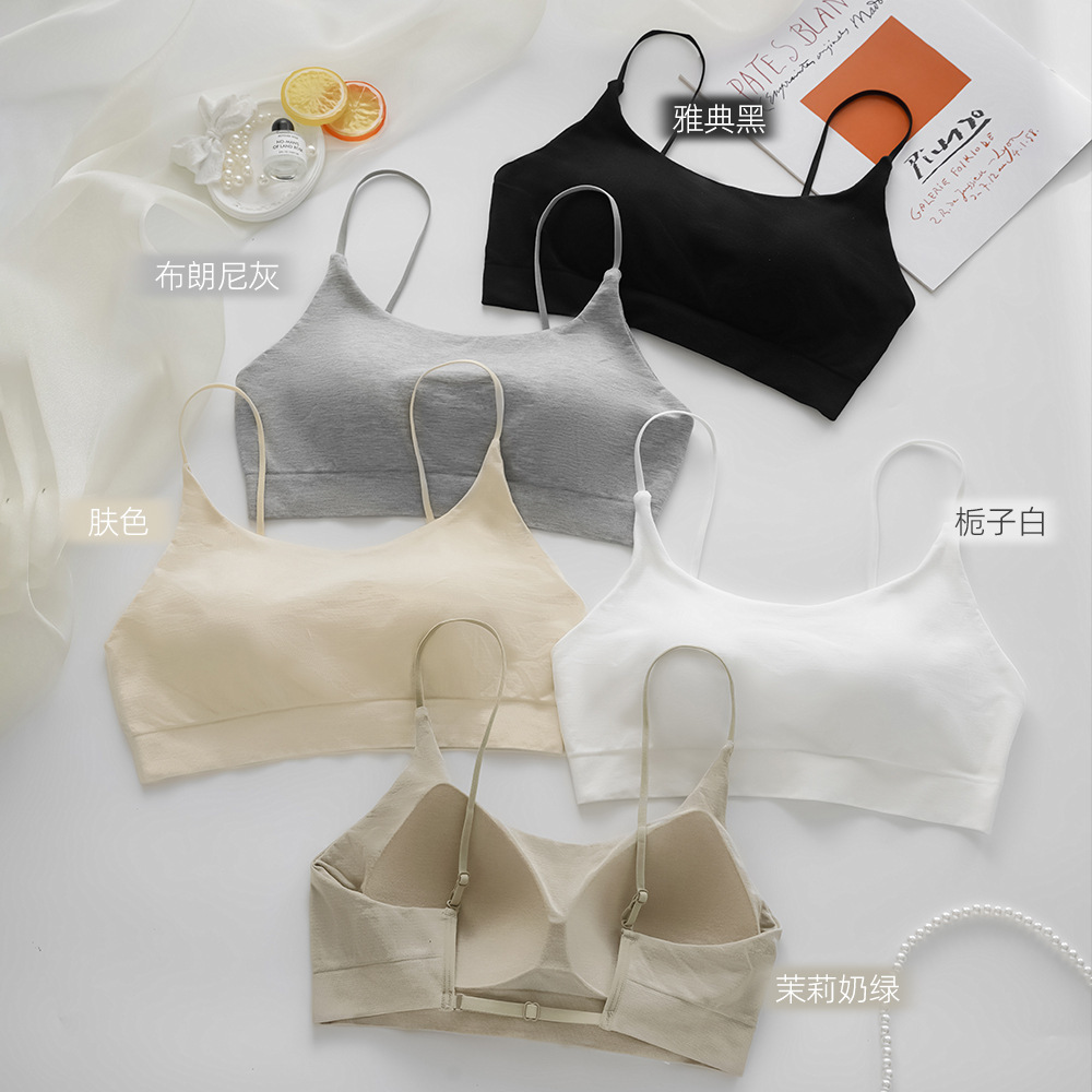 Wholesale seamless one-piece cup short suspender underwear outer wear tube top anti-light summer thin inner breathable vest