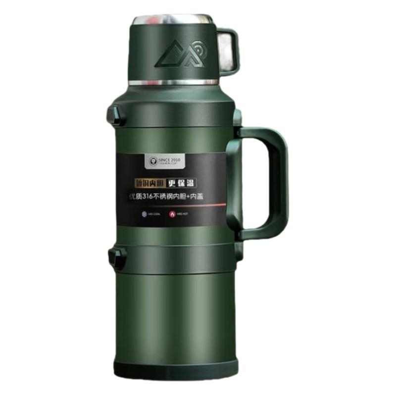 Large Capacity Outdoor Thermal Pot 5 Litres Stainless Steel Liner 316 with Strap Portable Car Travel Pot Stew Teapot