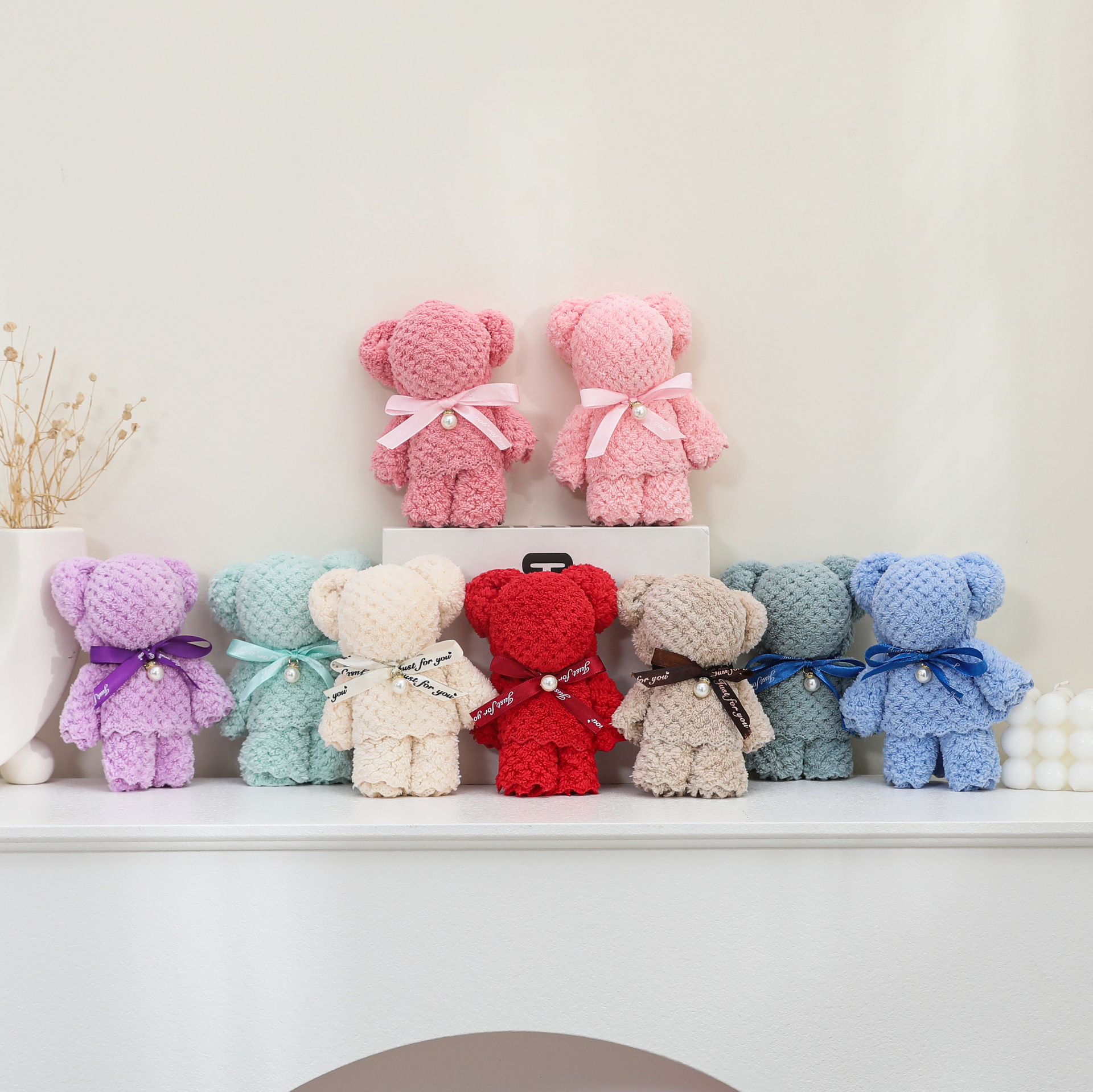 Pineapple Coral Fleece Square Bear Gift OPP Portable Packaging Bear Towel Hand Gift Holiday Gift