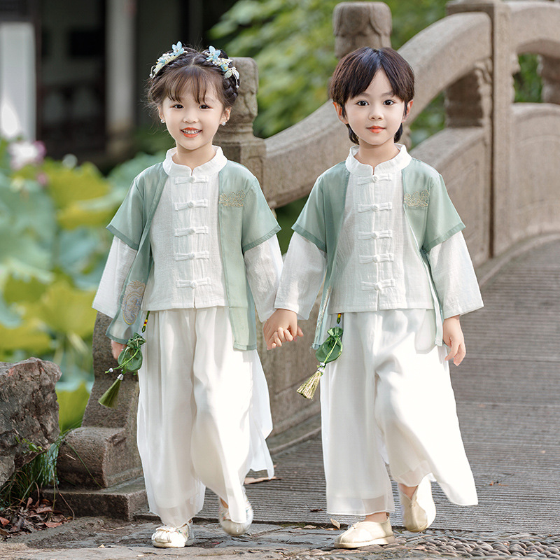 Children's Hanfu Chinese Style Spring and Autumn Summer Boys Kindergarten Dress National Style Tang Suit Female Treasure Ancient Suit Chorus Dress