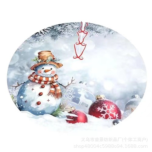 Merry Christmas Winter Snowman Snowflake Blue 36inch Christmas Overseas Purchase Tree Skirt Round Winter Snow For