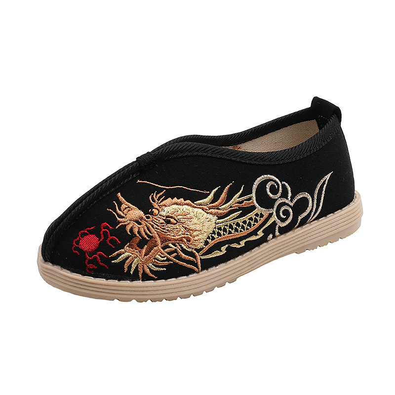 2025 New Boys Embroidered Shoes Han Dynasty Shoes Old Beijing Cloth Shoes Boys Tang Suit Shoes Casual Shoes Performance Shoes Spring