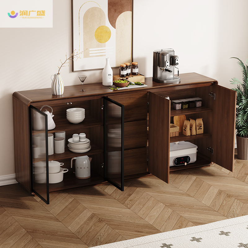 Sideboard Cabinet Wall Kitchen Integrated Storage Cabinet Living Room Multi-functional New Chinese Storage Cabinet Solid Wood Color Modern Simple