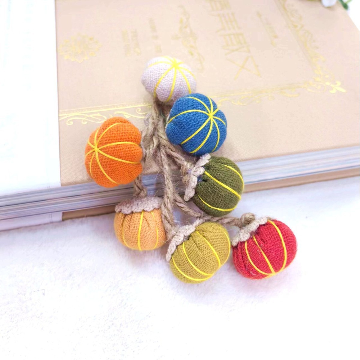 Cartoon Fabric Original Pumpkin String Mobile Phone Case Decoration Material DIY Woven Sunflower Hat Bag Pendant