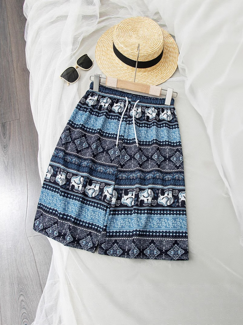 Thai Elephant Pants Women's Ethnic Style Loose Wide Leg Beach Pants Home Casual Trendy Shorts Southeast Asia