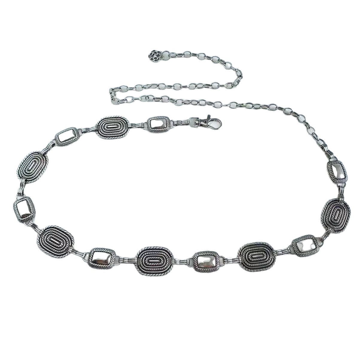 Cross-Border European and American Retro Carved Metal Waist Chain Accessories Women's Chain Belt Ethnic Style with Skirt Sexy Belt Y2K