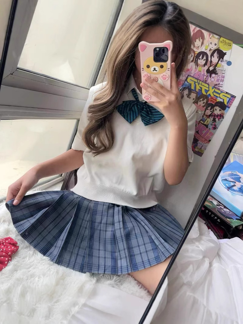 Summer Jk Uniform Waist-Cinching School Style Skirt Girly Pleated Skirt High-Waisted Short Skirt High-Waisted Slimming