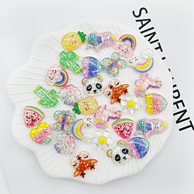 diy resin patch cute cartoon resin accessories mobile phone case accessories children hair accessories unicorn Accessories Wholesale