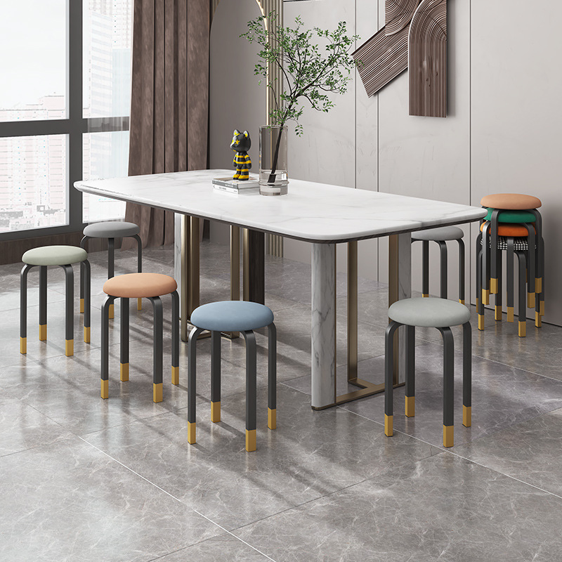 Stowable Light Luxury Restaurant Chair Dining Table Stool Household Small Stool Makeup Stool Low Stool Simple Modern Spare Round Stool
