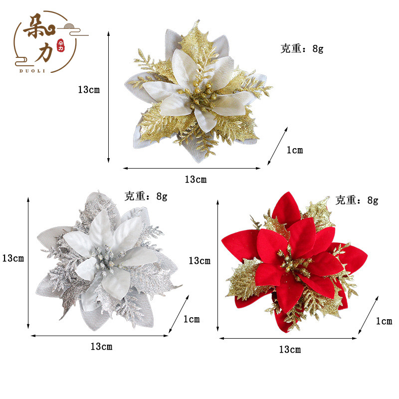 Cross-border high-end artificial flower three-layer Gold Pink Christmas flower festival accessories Garland rattan decoration accessories