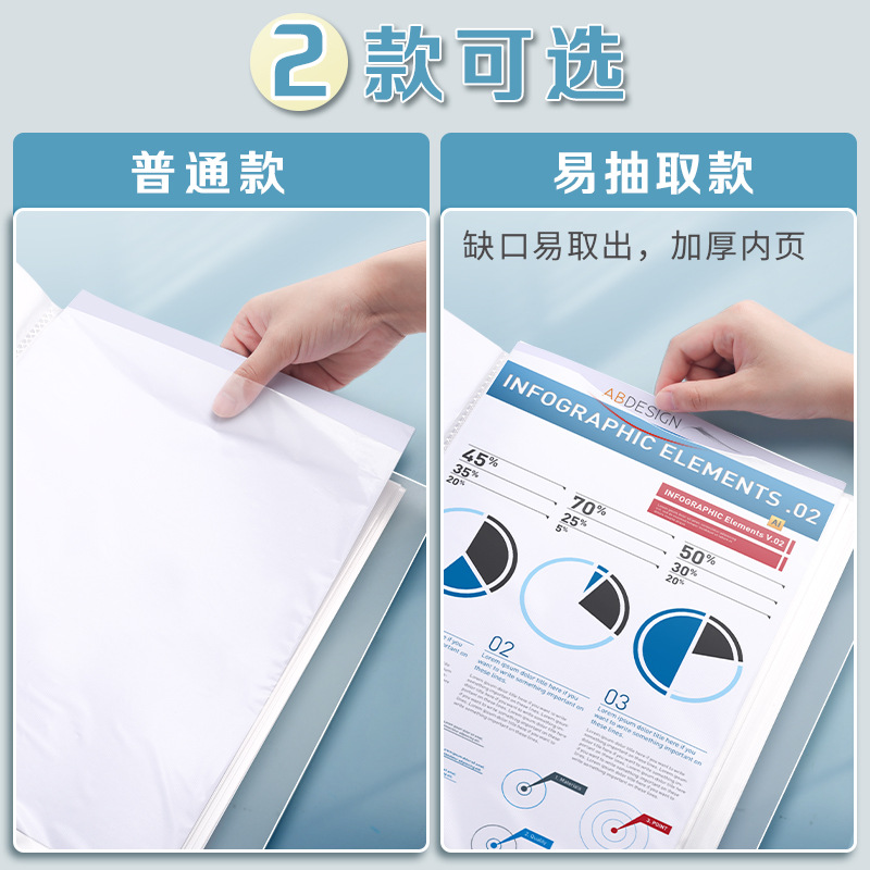 A4 Information Book Translucent File Bag Pp Multi-Layer Insert Page File Book Certificate Test Paper Storage Book Student Storage