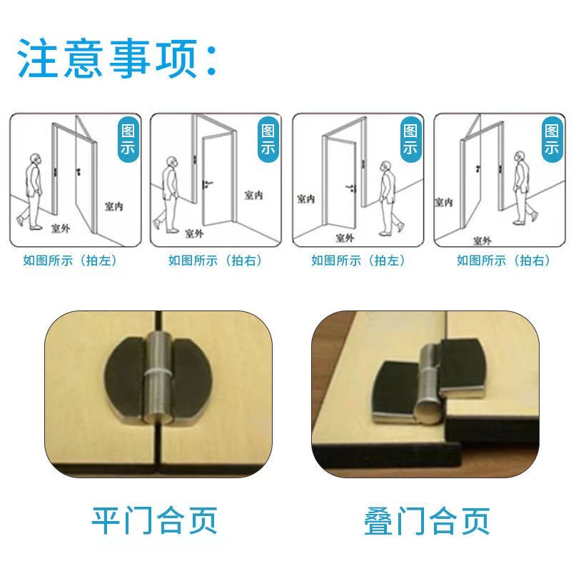 Public Toilet Stainless Steel Partition Accessories Toilet Automatic Closed Door Flat Hinge Toilet Thickened Stacked Door Set