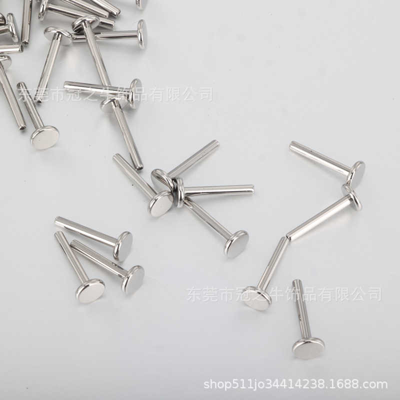 Guanzhuniu Astm F-136 Titanium Piercing Jewelry Hypoallergenic Inner Tooth Piercing Rod Flats Bottom Lip Nail Manufacturer Direct Supply