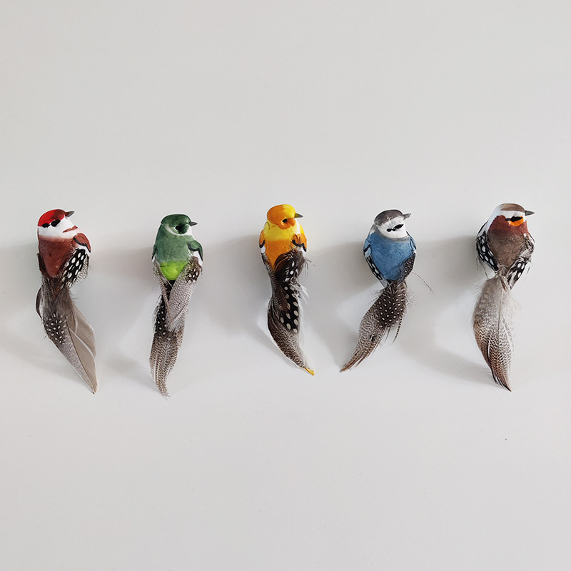 5-Pack Foam Bird Artificial Bird Feather Bird Christmas Tree Garland Garden Decoration 11cm Cross-Border Hot Style