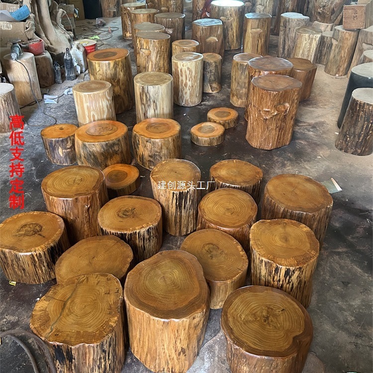 Root Carving Stool Solid Wood Pier Log Stump Sump Base Tea Table Tea Table Large Plate Bracket Wood Round Wood Direct Selling