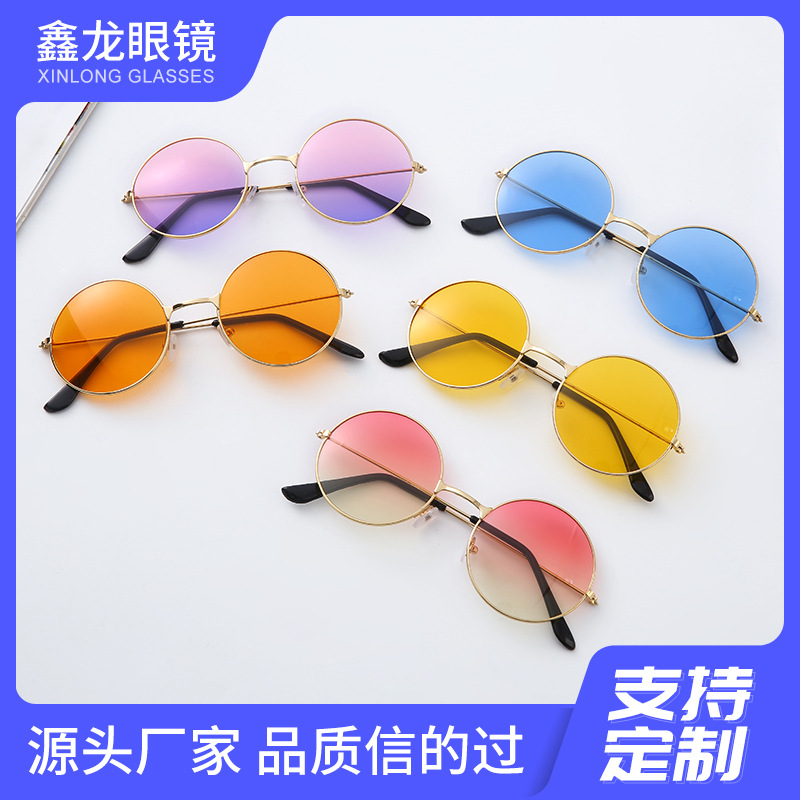 Цветные круглые солнцезащитные очки металлические оптовые очки для мужчин