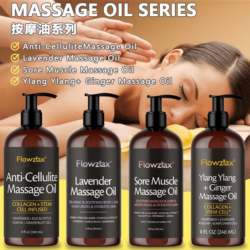 Cross-Border In-Stock Full English Body Oil Massage Oil Amazon Bestseller Body Massage Oil Soothing