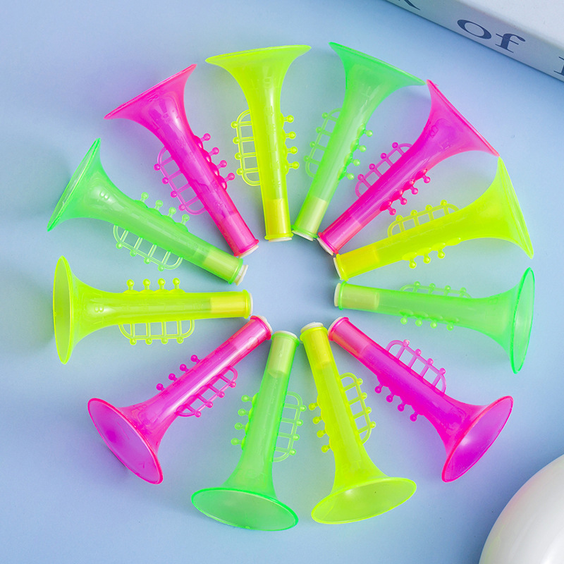 Manufacturer Cross-Border Children's Plastic Transparent Mini Trumpet Musical Instrument Gashapon Street Stall Gift Toys Wholesale Support