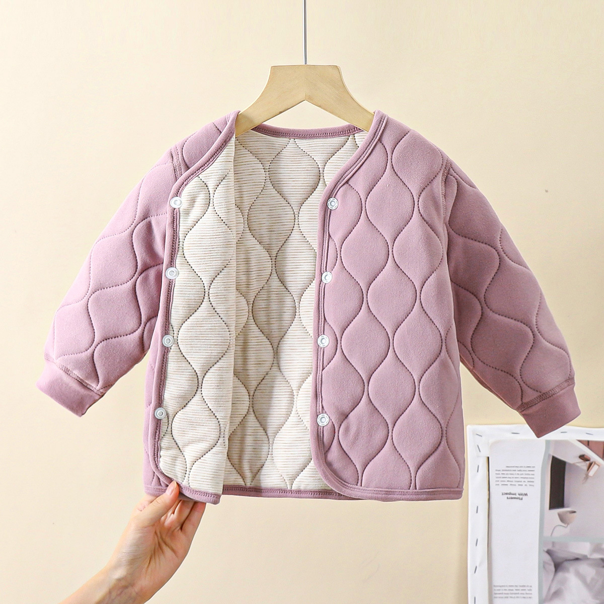 Children's Warm School Uniform Student Liner Autumn and Winter New Boys' Three-Layer Quilted Girls' Thickened Coat Cotton Clothes Children's Clothing