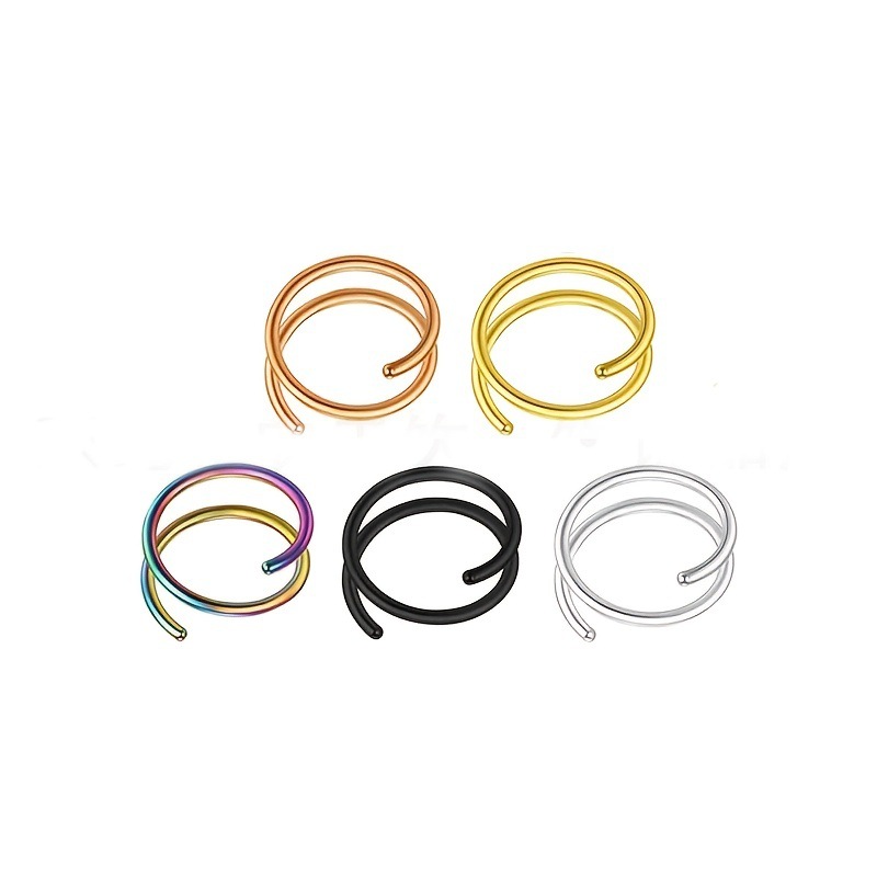Cross-border supply jewelry wholesale new spring nose ring double-layer nose clip one ring half nose ring lip ring piercing jewelry
