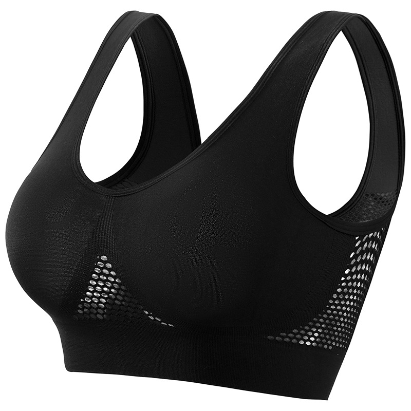 Women's Underwear plus size hollow-out sexy back yoga vest thin non-pad chubby girl wireless push up sports bra