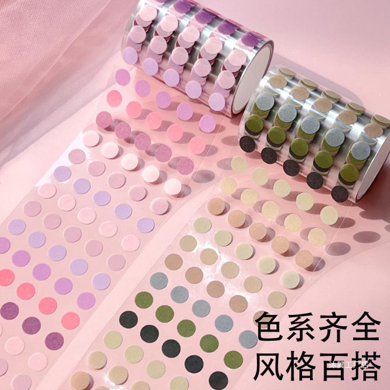 Colorful Basic Solid Color Polka Dot Sticker Tape Style Journal Washi Dot Sticker Journal Small Round Label