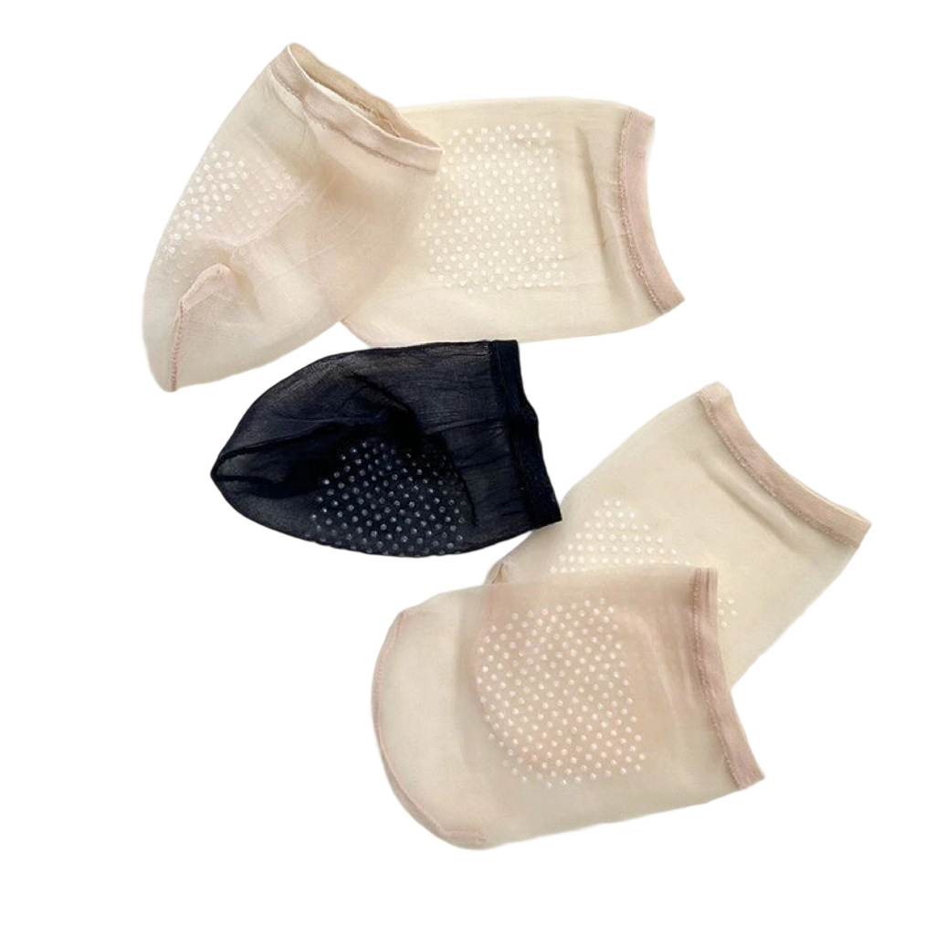 Half-Heel Socks, High-Heeled Shoes, Women's Summer Thin Boat Socks, Dotted Shallow Mouth Invisible Socks, Non-Slip Stockings That Won'T Fall Off