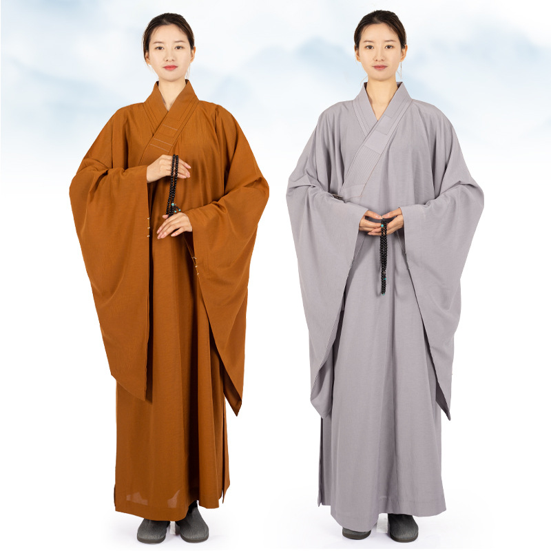 Table hemp fabric Haiqing long coat Buddha clothing for women's long sleeve Haiqing meditation men's monk clothing spring, summer, autumn and winter