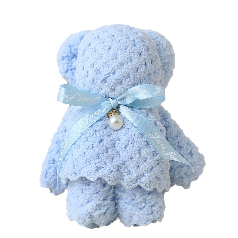 Coral Fleece Bear Pearl Hand Gift Towel Wedding Birthday Gift Festival Opening Creative Hand Gift Towel