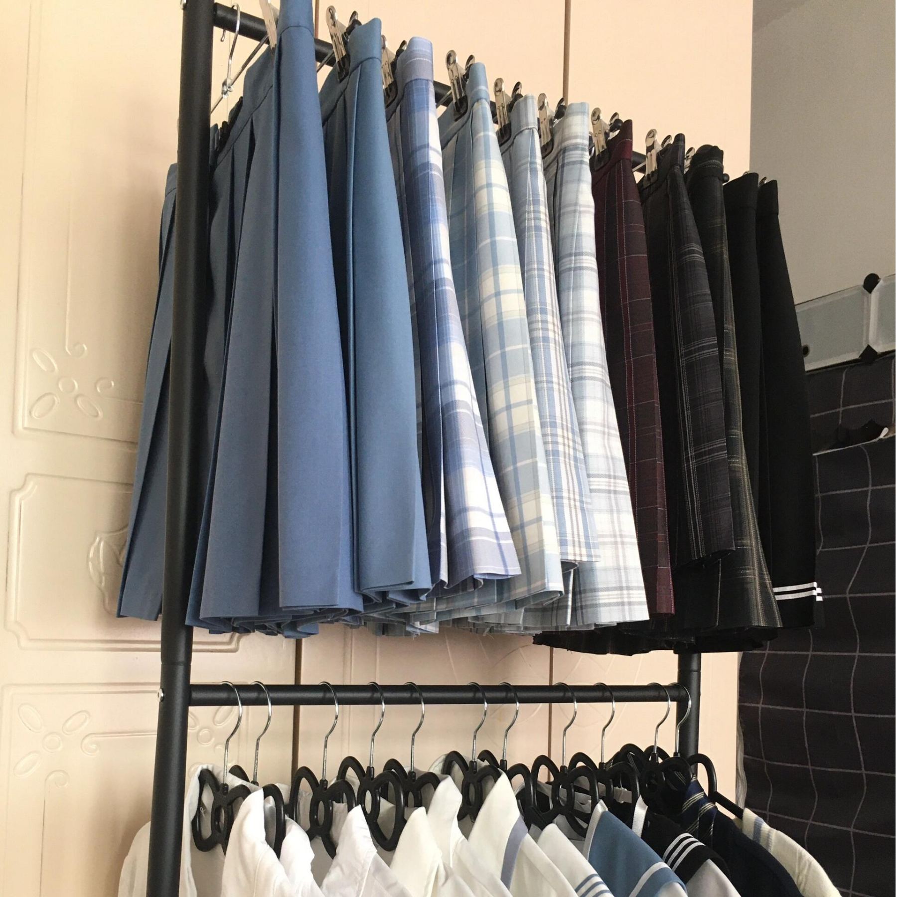 Lolita Princess Clothes Hanger Storage Rack Hanging Clothes Drying Rack Double Pole Floor Skirt Jk Uniform Bow Coat Rack