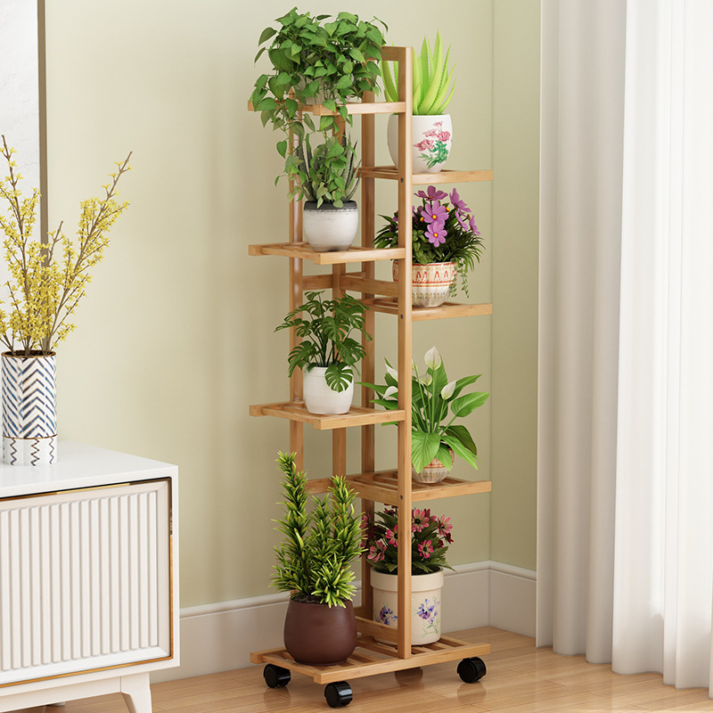 Nanzhu New Style Flower Shelf Storage Rack Floor Left and Right Flower Pot Rack Home Balcony Living Room Decorative Green Diet Storage Rack