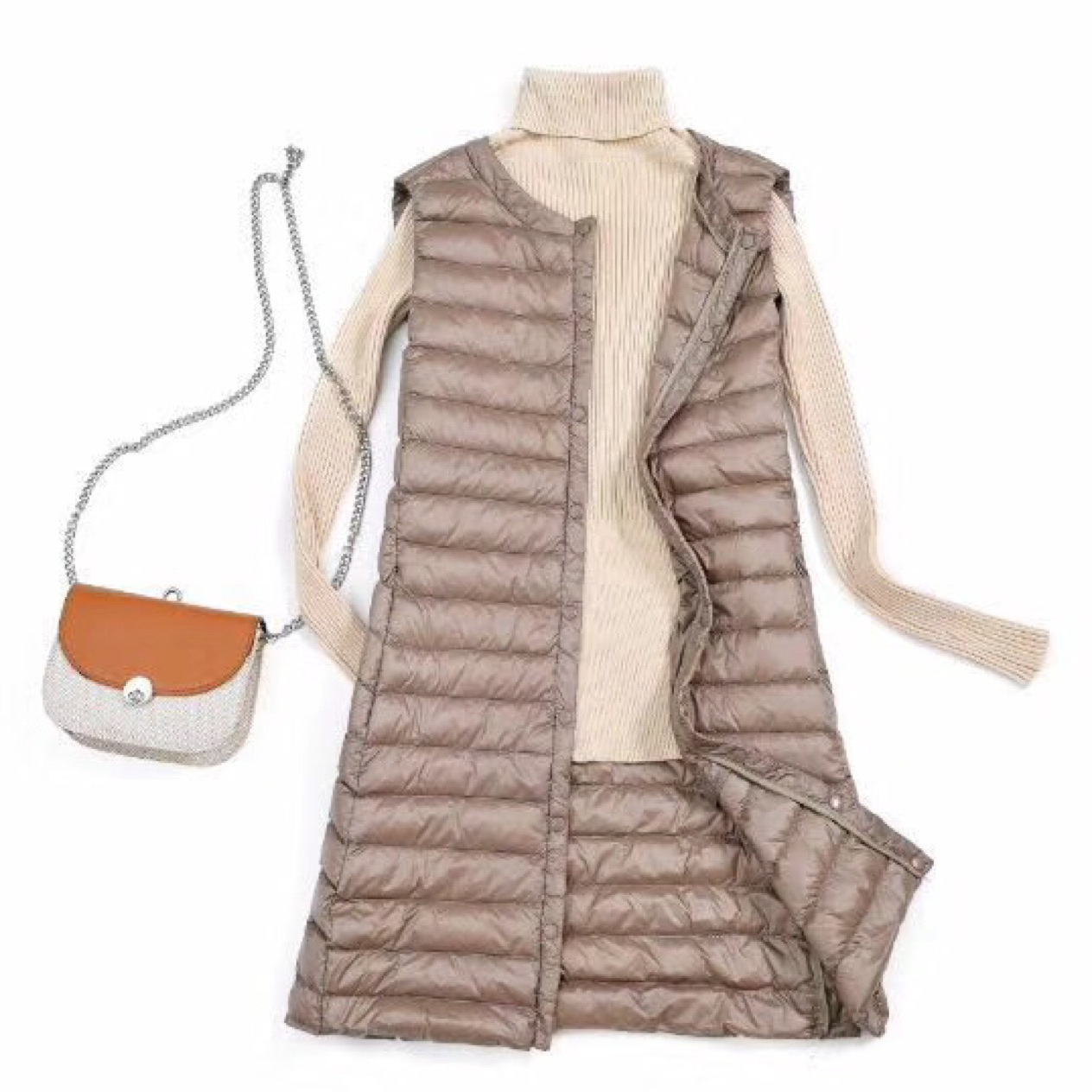 Down Vest for Women, Mid-Length, 2025 New Korean Style, Slimming, Loose, Lightweight, Hooded Vest Jacket