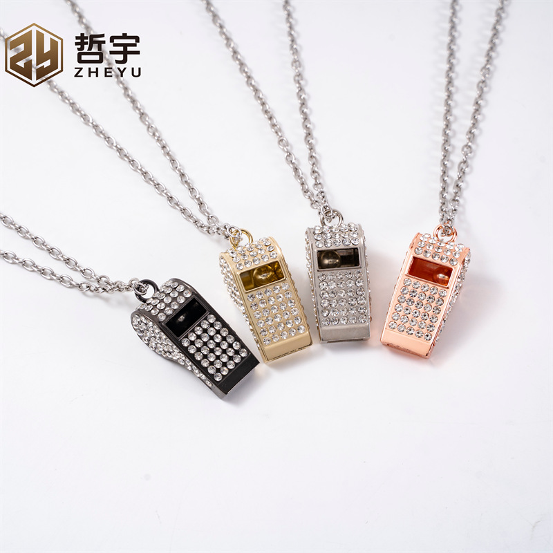 Цинковый сплав, металлический алмазный свисток, не совместим с цепочкой из нержавеющей стали, ювелирное украшение, подвеска, свисток для экстренных ситуаций