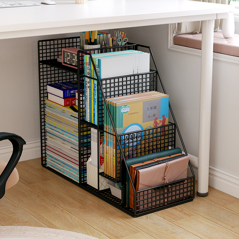 Under-Table Bookshelf Storage Rack Floor Book Storage Box Movable Wheeled Trolley Children's Picture Book Simple Bookcase