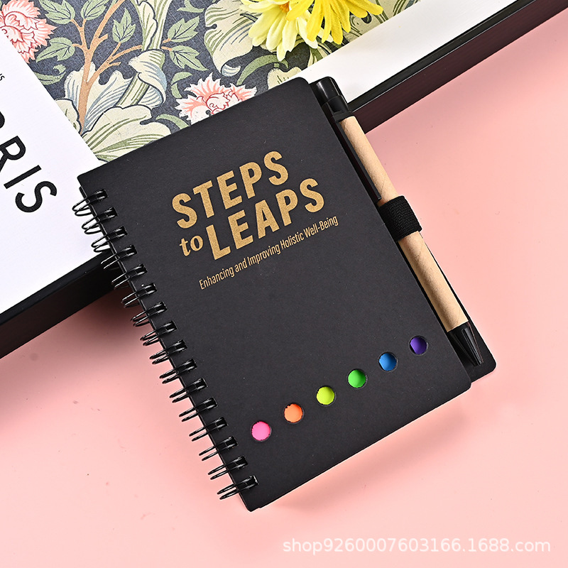 Amazon Cross-Border Wholesale Notebook Notepad Custom-Made Cowhide Coil Notebook with Pen Insert Note Pad Custom Logo