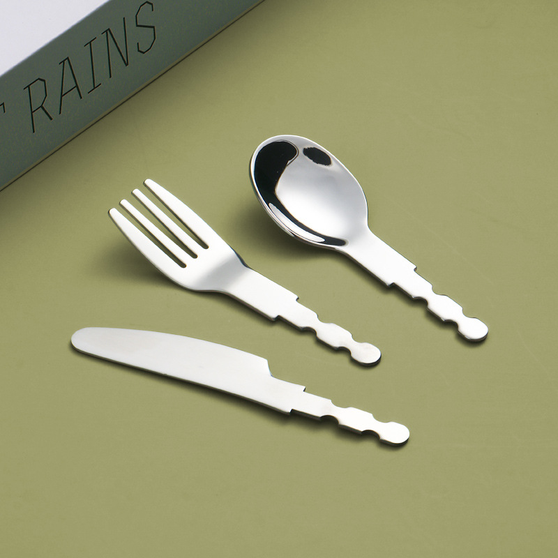 Заводская прямая поставка столовых приборов из нержавеющей стали 316, набор из трех предметов, полуфабрикаты для детей