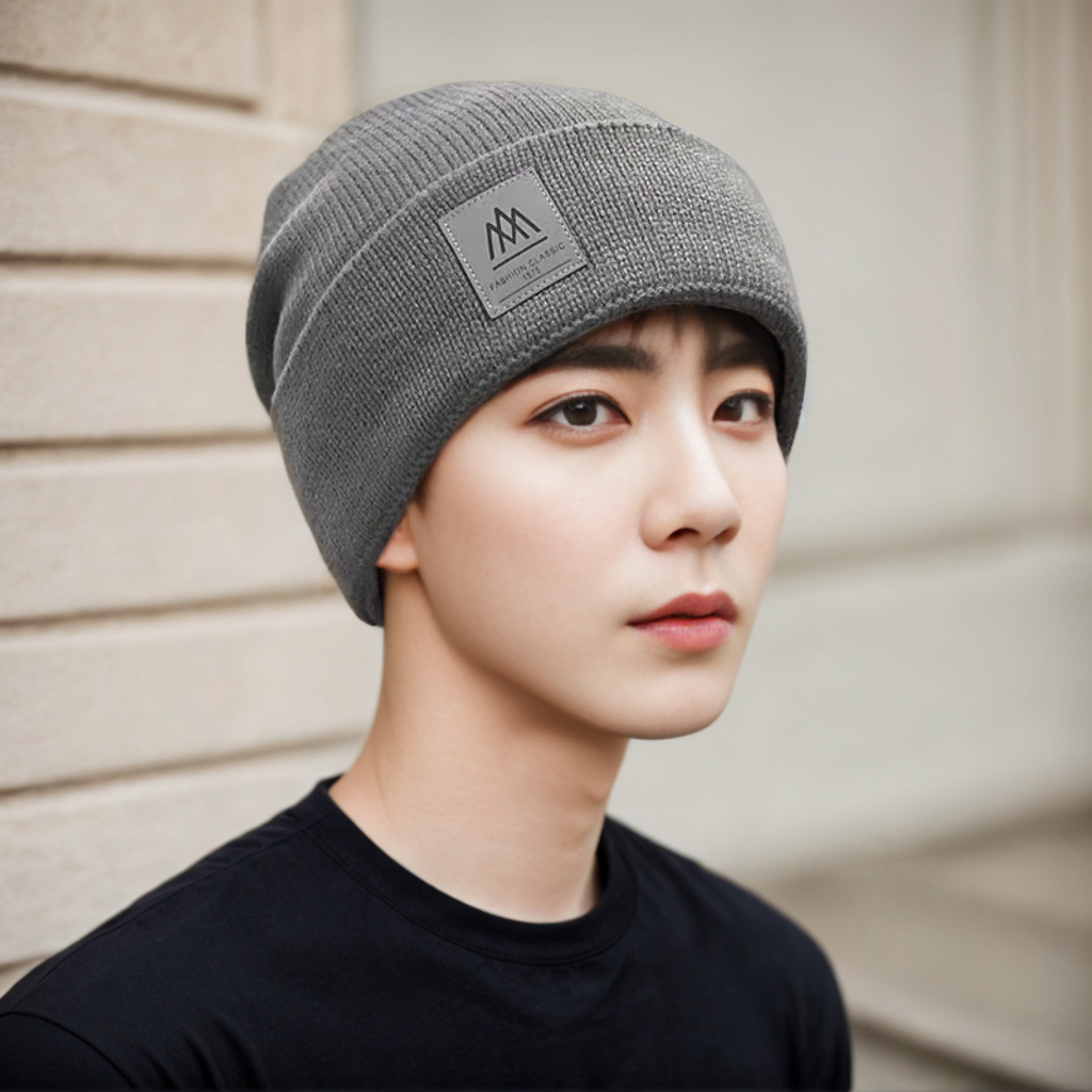 Foreign Trade Hat Men's Winter Windproof Cold-proof Warm Wool Knitted Hat Super Thick Thickened fleece-lined Baotou Cap Big Head