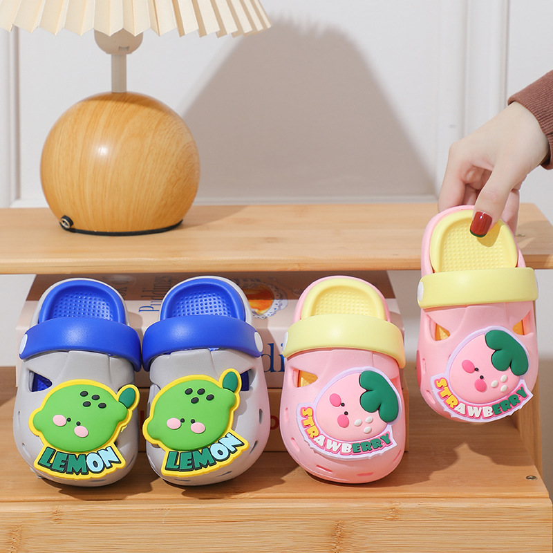 Children's Slippers New Style Baotou Anti-collision EVA Summer Indoor Non-slip Cartoon Small and Medium-sized Children's Baby Outer Wear Beach Cave