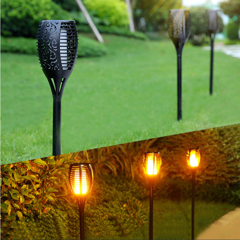 Solar Flame Lamp Floor Insert Lamp Lawn Lamp Outdoor Villa Garden Lamp Waterproof Square Garden Landscape Torch Lamp