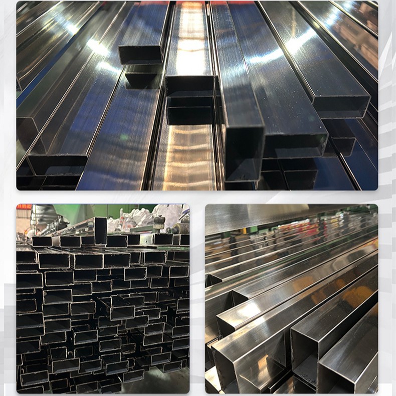 Foshan Spot 304 Stainless Steel Square Tube 6m Long Brushed Square Rectangular Tube Decoration 201 Stainless Steel Flat Tube Factory