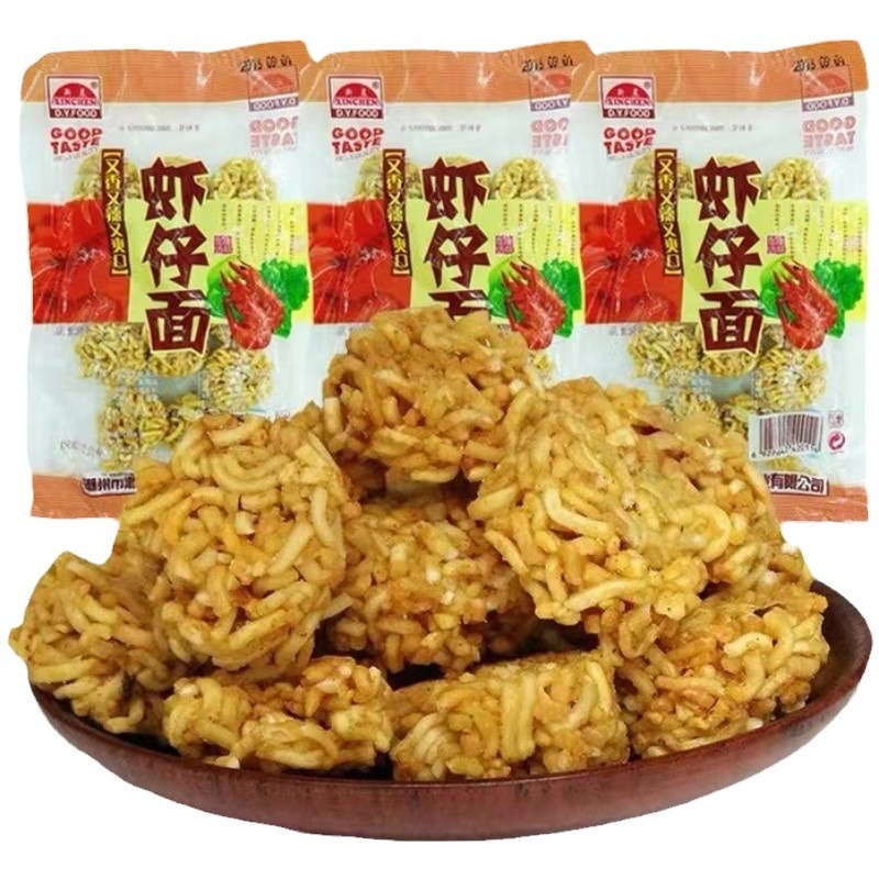Shrimp noodles dry noodles 8090 s childhood nostalgic snacks campus ramen balls noodles boss spicy pastry noodles