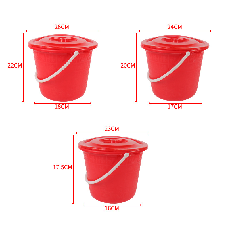 Red Large Bucket Household Thickeneded Plastic Water Storage Bucket with Lid Bucket Printable Plastic Bucket Handle Student Bucket