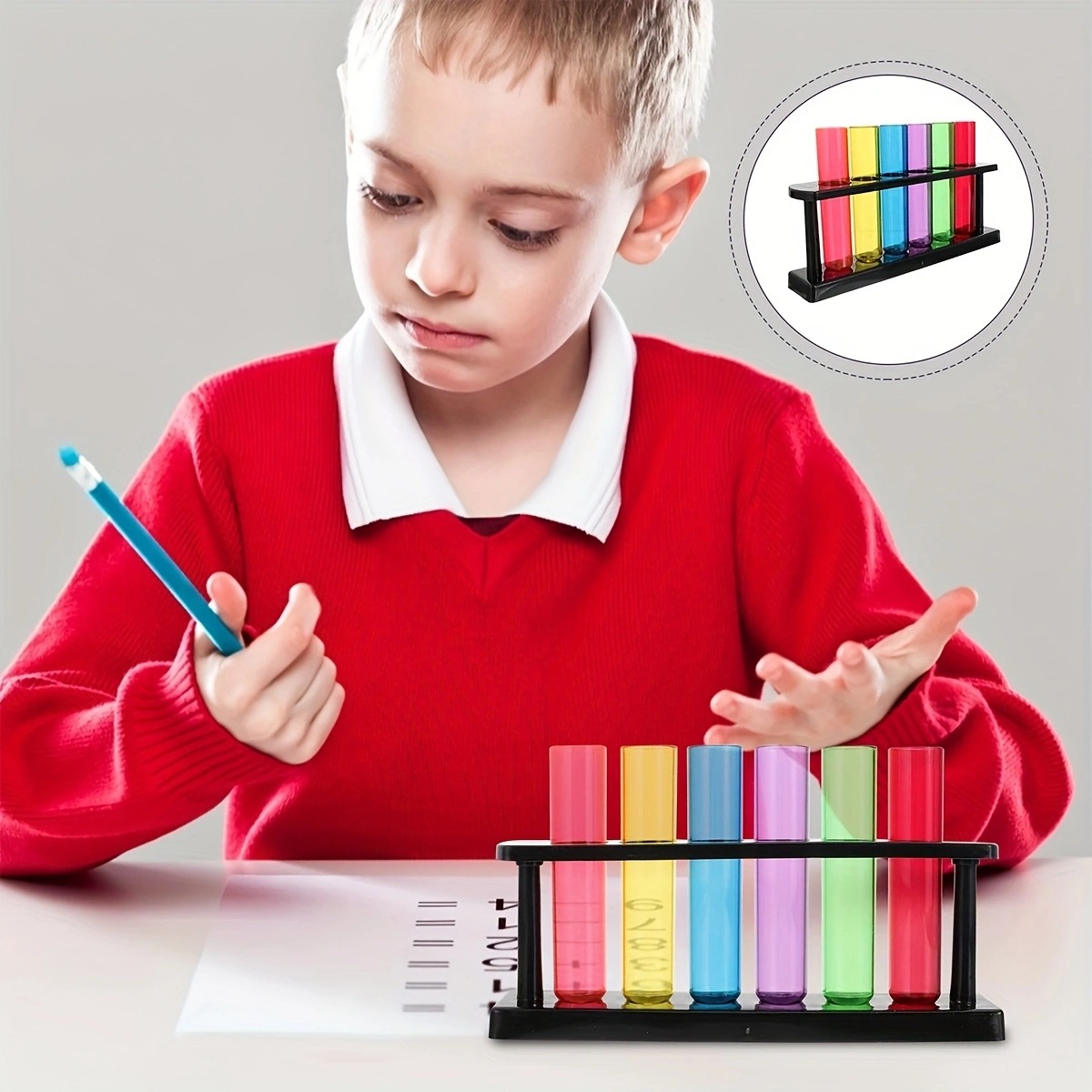 Набор из шести пластиковых прозрачных пробирок для детей Макаронного цвета