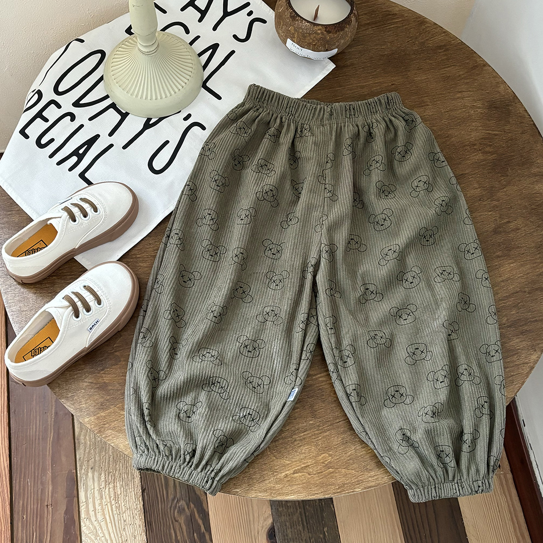 Children's New Sports Pants Corduroy Casual Pants Children's Pants Sweatpants Autumn Boys and Girls Loose Korean Harem Pants Trendy