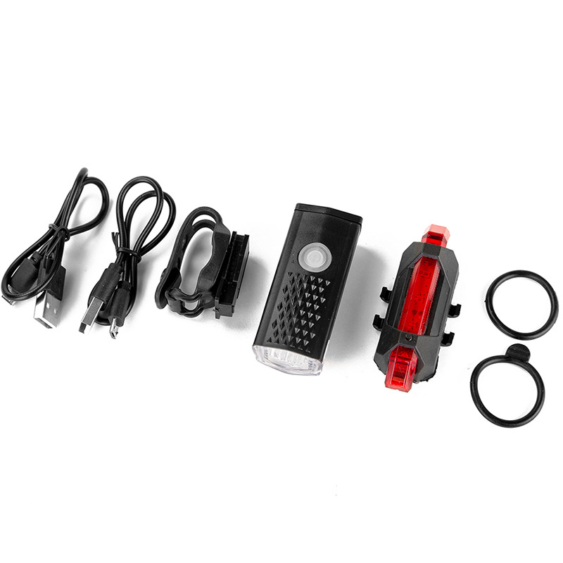 Cross-Border High-Bright Rechargeable Bicycle Light Outdoor Night Riding Waterproof Headlight Tail Light Sports Lighting Set Accessories Factory