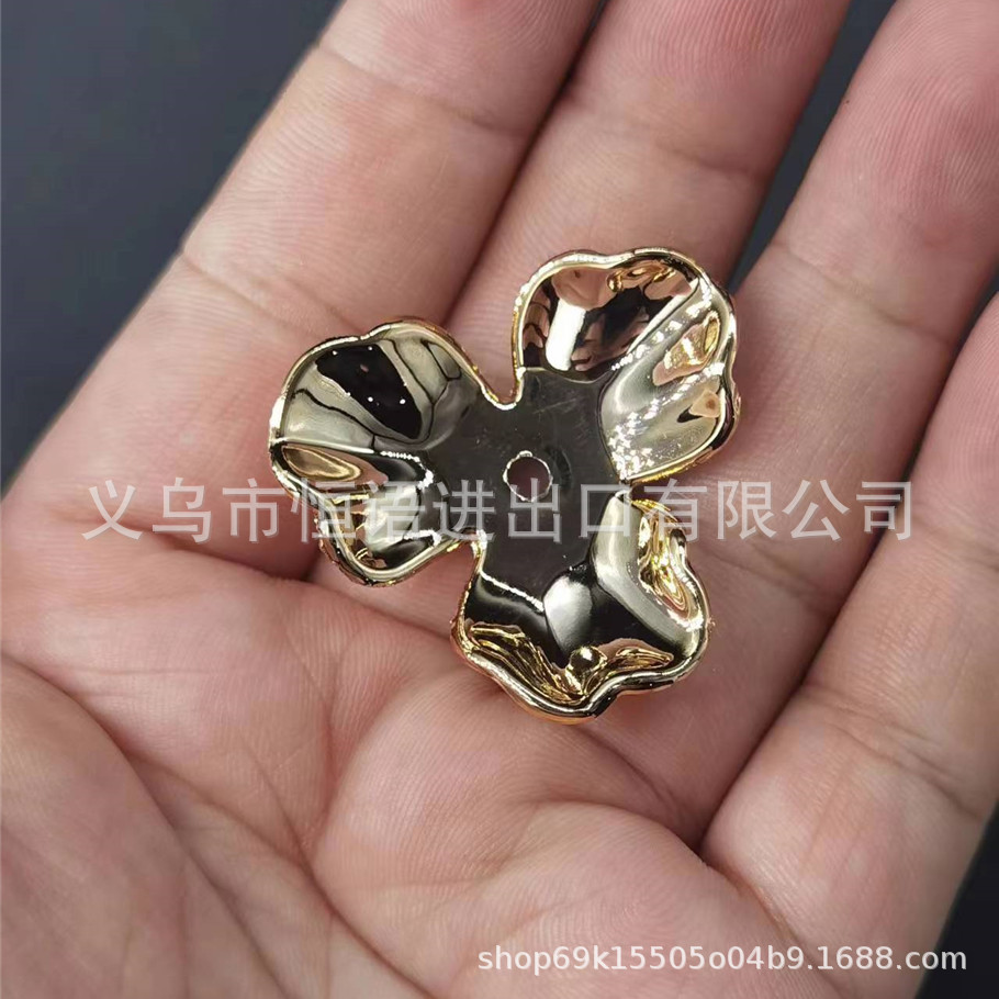 36MM corsage accessories festive clothing decoration accessories DIY three-petal flower golden high quality electroplating factory direct sales
